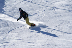 snowboarding on mountain