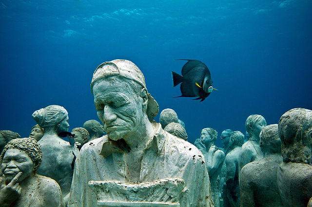 sculpture garden under the water