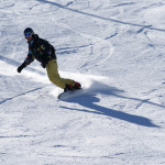 snowboarding on mountain